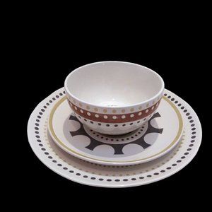 Rachael Ray Hand Painted Breakfast Set,  Farmhouse Kitchen, Plates and Bowls